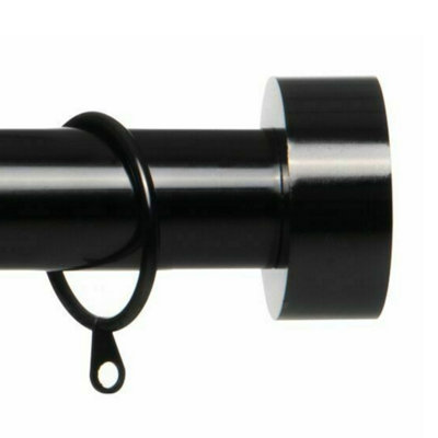 Metal Curtain Pole Set Extendable 40cm to 325cm Black Nickel Curtain Rail 25cm