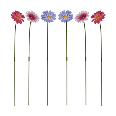 Metal Daisy Stakes, Decorative Multicolored Ornament, Outdoor Novelty Flowers for Pathways, Patios & Borders, Height 57cm (Purple)