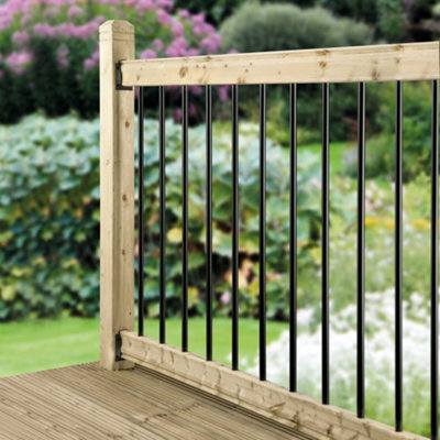 Metal Deck Black Iron Traditional Decking Balustrade Kit Basic Kit (W) 1800mm (H) 940mm With No Posts