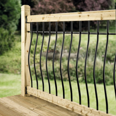 Metal Deck Black Iron Tuscany Bowed Decking Balustrade Start Kit (W) 1800mm (H) 940mm