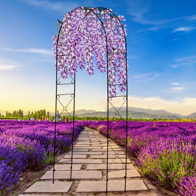 Metal Decorative Cross Garden Arch Rose Climbing Plants Archway Path - 9