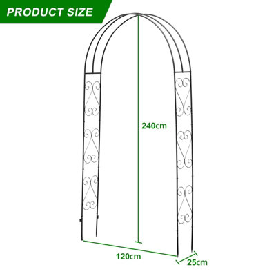 Metal Decorative Curly Garden Arch Heavy Duty Rose Climbing Plants Archway Path - 3
