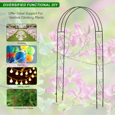 Metal Decorative Curly Garden Arch Heavy Duty Rose Climbing Plants Archway Path - 5
