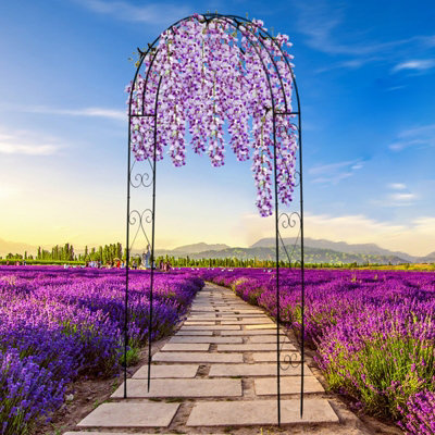 Metal Decorative Curly Garden Arch Heavy Duty Rose Climbing Plants Archway Path - 6