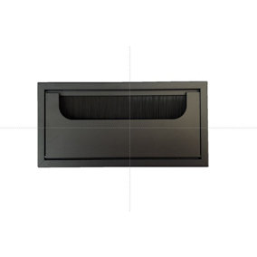 Metal desk cable grommet - 80x160 mm - black - rectangular
