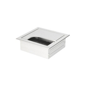 Metal desk cable grommet - 80x80 mm - white - square
