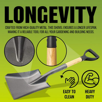 Metal Digging Shovel Gardening Square Spade Tool Heavy Duty Plastic ...