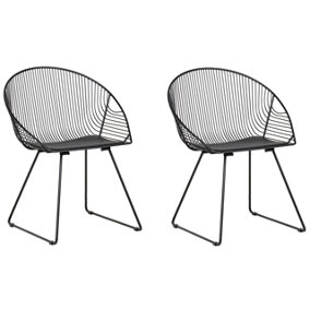 Metal Dining Chair Set of 2 Black AURORA