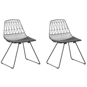 Metal Dining Chair Set of 2 Black HARLAN