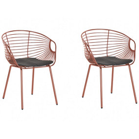 Metal Dining Chair Set of 2 Copper HOBACK