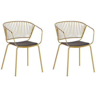 Metal Dining Chair Set of 2 Gold RIGBY
