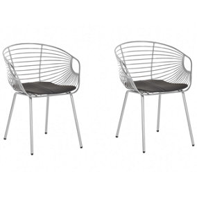 Metal Dining Chair Set of 2 Silver HOBACK