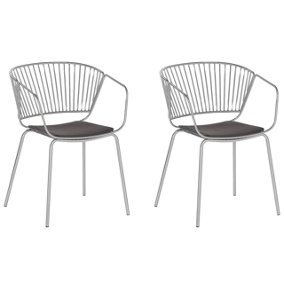 Metal Dining Chair Set of 2 Silver RIGBY