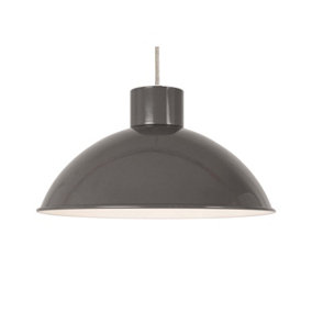Metal Dome Easy Fit Pendant Grey