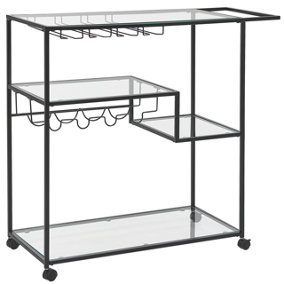 Metal Drinks Trolley with Glass Top Black MARCOLA