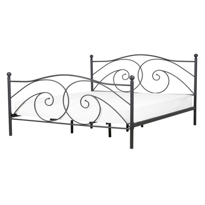 Metal EU Double Size Bed Black DINARD