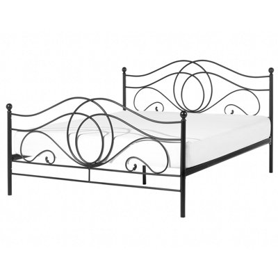 Metal EU Double Size Bed Black LYRA