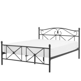 Metal EU Double Size Bed Black RODEZ