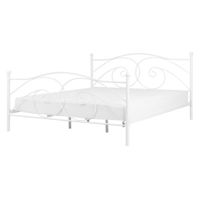 Metal EU Double Size Bed White DINARD