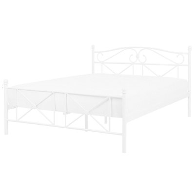 Metal EU Double Size Bed White RODEZ