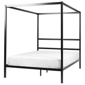 Metal EU Double Size Canopy Bed Black LESTARDS