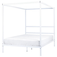 Metal EU Double Size Canopy Bed White LESTARDS