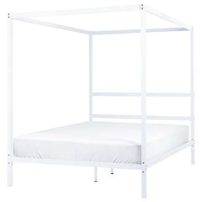 Metal EU Double Size Canopy Bed White LESTARDS