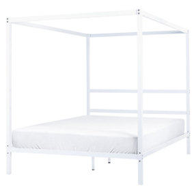 Metal EU King Size Canopy Bed White LESTARDS