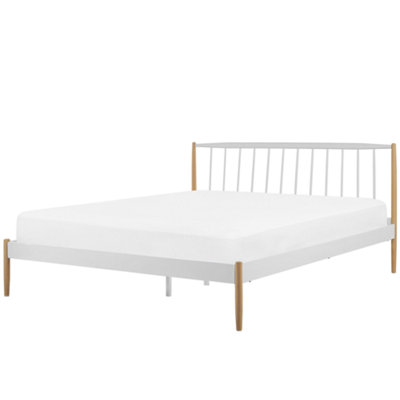 Metal EU Super King Size Bed White MAURS