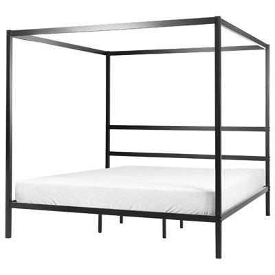 Metal EU Super King Size Canopy Bed Black LESTARDS