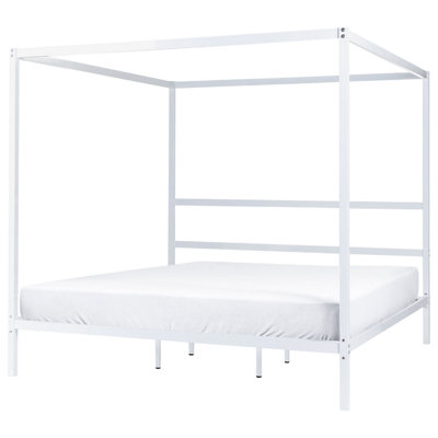 Metal EU Super King Size Canopy Bed White LESTARDS