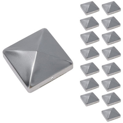 Metal Fence Post Cap for Fence Posts 75mm x 75mm Protector Cover Silver ...