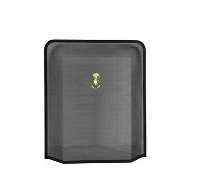 Metal Fire Guard Fireplace Spark Mesh Guard Fire Stove Freestanding Home Decor Screen Single Panel with Brass Handle Black Fire40