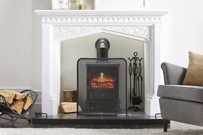 Metal Fire Guard Fireplace Spark Mesh Guard Fire Stove Freestanding Home Decor Screen Single Panel with Brass Handle Black Fire40
