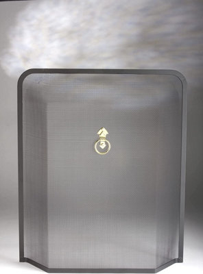 Metal Fire Guard Fireplace Spark Mesh Guard Fire Stove Freestanding Home Decor Screen Single Panel with Brass Handle Black Fire40 - 5