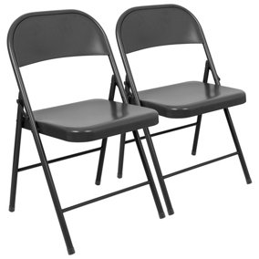 Metal Folding Chairs - Matte Black - Pack of 2