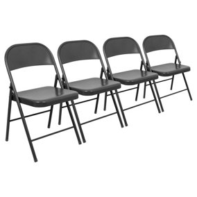Metal Folding Chairs - Matte Black - Pack of 4