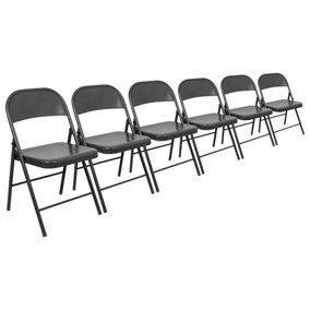 Metal Folding Chairs - Matte Black - Pack of 6