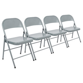 Metal Folding Chairs - Matte Grey - Pack of 4
