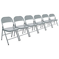 Metal Folding Chairs - Matte Grey - Pack of 6