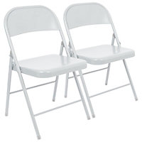 Metal Folding Chairs - Matte White - Pack of 2