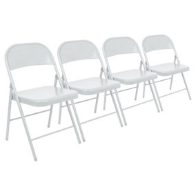 Metal Folding Chairs - Matte White - Pack of 4