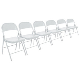 Metal Folding Chairs - Matte White - Pack of 6