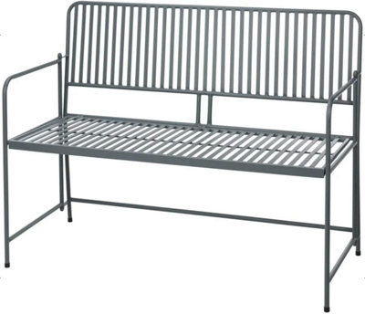 Metal Folding Garden Bench Contemporary Bistro Outdoor Seating Grey Matt