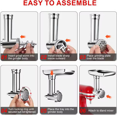 Metal Food Grinder Attachment for KitchenAid and Cuisinart SM-50