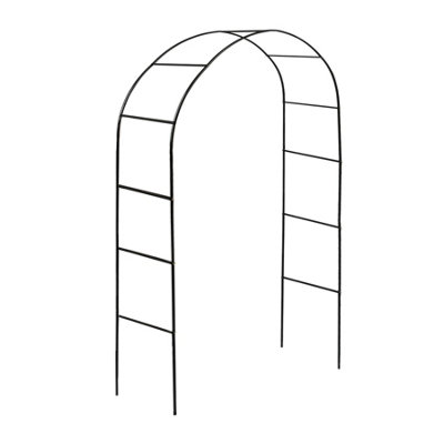 Metal Garden Arbour Arch - 2.4M x 1.4M - Black - Large Wide Heavy-Duty Outdoor Archway