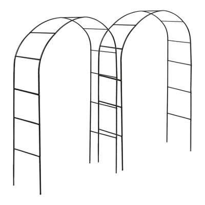 Metal Garden Arbour Arches - 2.4M x 1.4M - Black - Large Wide Heavy-Duty Outdoor Archway