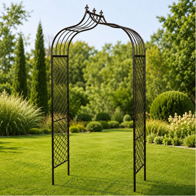 Metal Garden Arch Climbing Rose Plant Frame Fleur de Lys Design