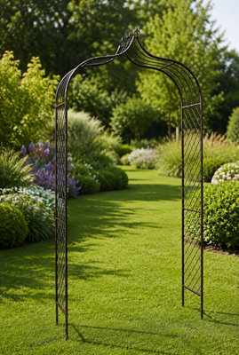 Metal Garden Arch Climbing Rose Plant Frame Fleur de Lys Design