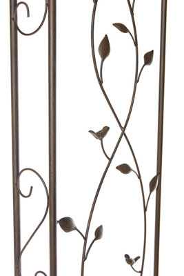 Metal Garden Arch  Plant Support Arbour Bird Leaf Design